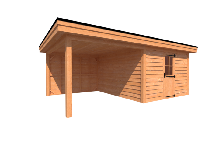 Tuinhuis met veranda plat dak 350 x 400 + 300cm Tuinhuis met veranda plat dak 350 x 400 + 300cm