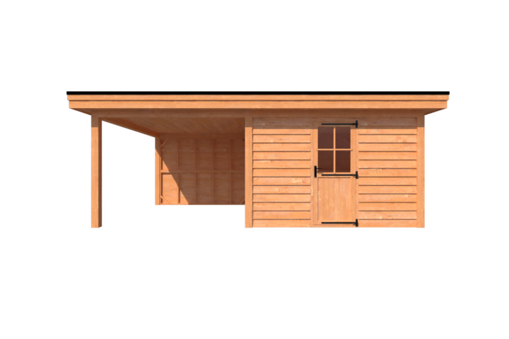 Tuinhuis met veranda plat dak 350 x 400 + 300cm Tuinhuis met veranda plat dak 350 x 400 + 300cm