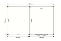 Tuinhuis met veranda plat dak 350 x 400 + 300cm Tuinhuis met veranda plat dak 350 x 400 + 300cm