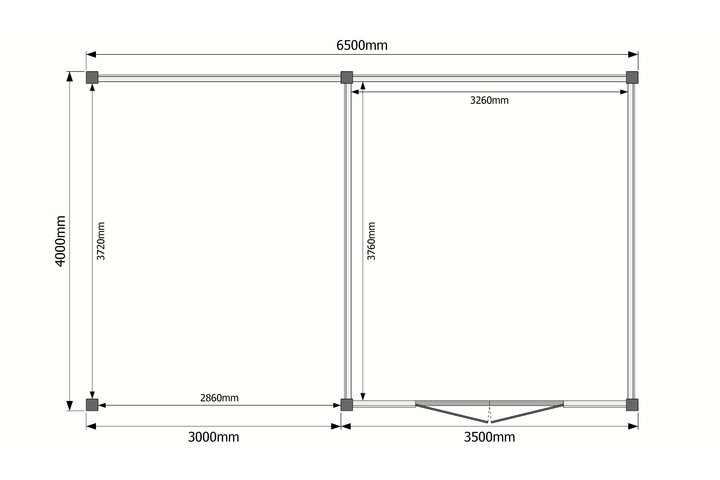 Tuinhuis met veranda plat dak 350 x 400 + 300cm Tuinhuis met veranda plat dak 350 x 400 + 300cm