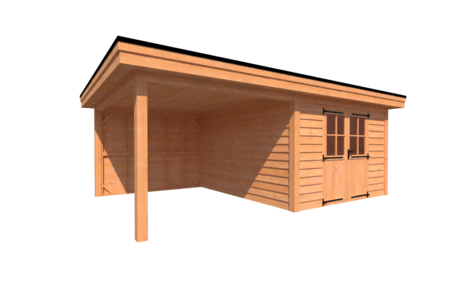 Tuinhuis met veranda plat dak 350 x 400 + 300cm