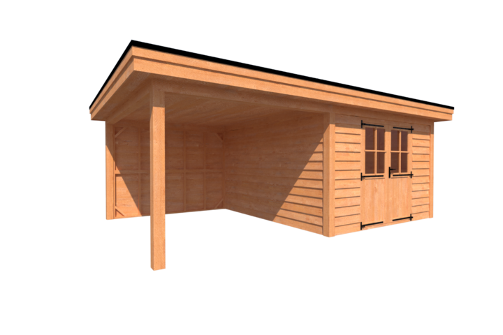 Tuinhuis met veranda plat dak 350 x 400 + 300cm Tuinhuis met veranda plat dak 350 x 400 + 300cm