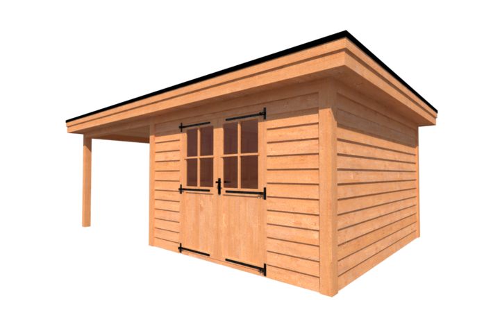 Tuinhuis met veranda plat dak 350 x 400 + 300cm Tuinhuis met veranda plat dak 350 x 400 + 300cm