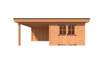 Tuinhuis met veranda plat dak 350 x 400 + 300cm Tuinhuis met veranda plat dak 350 x 400 + 300cm