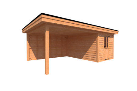 Tuinhuis met veranda plat dak 250 x 400 + 400cm Tuinhuis met veranda plat dak 250 x 400 + 400cm