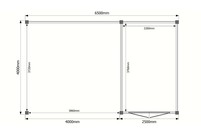 Tuinhuis met veranda plat dak 250 x 400 + 400cm Tuinhuis met veranda plat dak 250 x 400 + 400cm