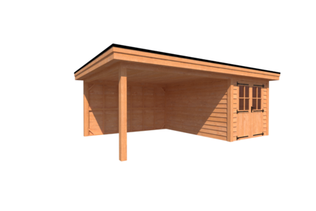 Tuinhuis met veranda plat dak 250 x 400 + 400cm Tuinhuis met veranda plat dak 250 x 400 + 400cm