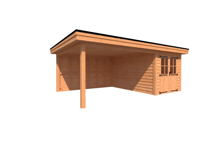 Tuinhuis met veranda plat dak 250 x 400 + 400cm Tuinhuis met veranda plat dak 250 x 400 + 400cm