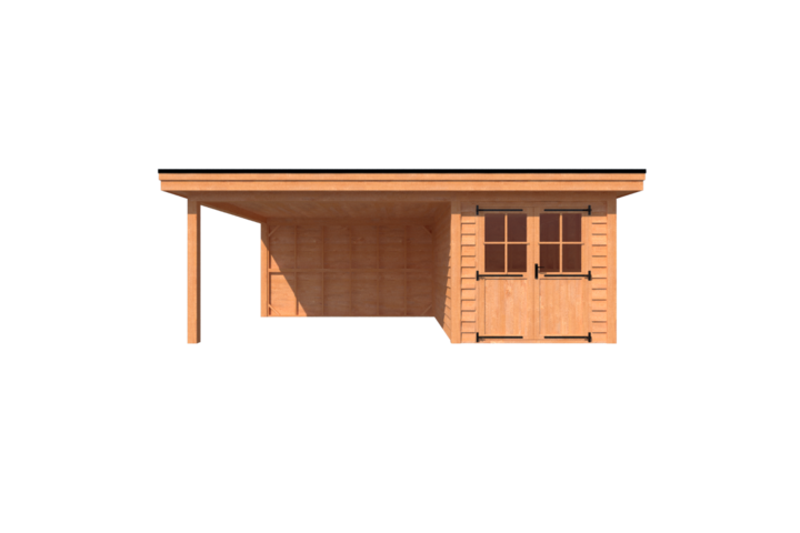 Tuinhuis met veranda plat dak 250 x 400 + 400cm Tuinhuis met veranda plat dak 250 x 400 + 400cm