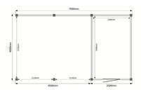 Tuinhuis met veranda plat dak 250 x 400 + 450cm