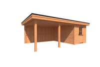 Tuinhuis met veranda plat dak 250 x 400 + 450cm