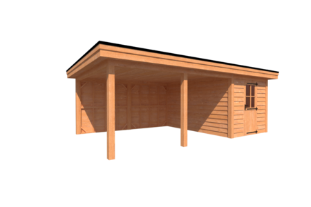 Tuinhuis met veranda plat dak 250 x 400 + 450cm Tuinhuis met veranda plat dak 250 x 400 + 450cm