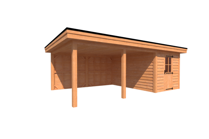 Tuinhuis met veranda plat dak 250 x 400 + 450cm