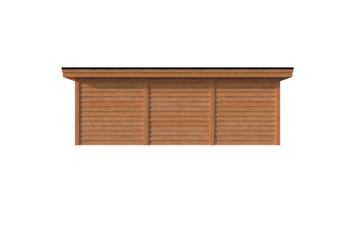 Tuinhuis met veranda plat dak 250 x 400 + 450cm