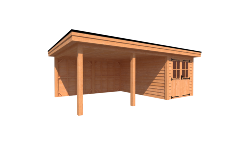 Tuinhuis met veranda plat dak 250 x 400 + 450cm Tuinhuis met veranda plat dak 250 x 400 + 450cm