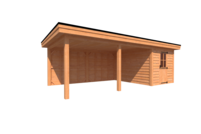 Tuinhuis met veranda plat dak 250 x 400 + 500cm Tuinhuis met veranda plat dak 250 x 400 + 500cm