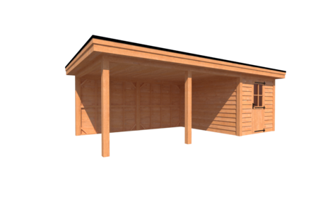 Tuinhuis met veranda plat dak 250 x 400 + 500cm Tuinhuis met veranda plat dak 250 x 400 + 500cm