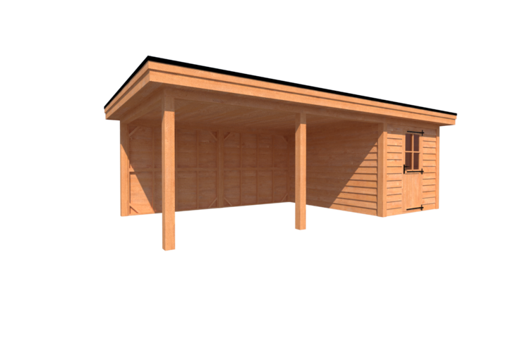 Tuinhuis met veranda plat dak 250 x 400 + 500cm Tuinhuis met veranda plat dak 250 x 400 + 500cm