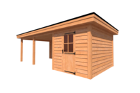 Tuinhuis met veranda plat dak 250 x 400 + 500cm Tuinhuis met veranda plat dak 250 x 400 + 500cm