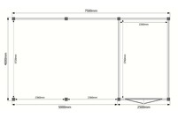 Tuinhuis met veranda plat dak 250 x 400 + 500cm Tuinhuis met veranda plat dak 250 x 400 + 500cm