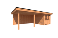 Tuinhuis met veranda plat dak 250 x 400 + 500cm Tuinhuis met veranda plat dak 250 x 400 + 500cm