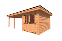 Tuinhuis met veranda plat dak 250 x 400 + 500cm Tuinhuis met veranda plat dak 250 x 400 + 500cm