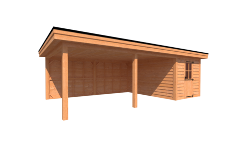 Tuinhuis met veranda plat dak 250 x 400 + 550cm Tuinhuis met veranda plat dak 250 x 400 + 550cm