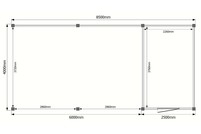 Tuinhuis met veranda plat dak 250 x 400 + 600cm
