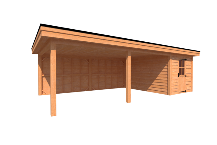 Tuinhuis met veranda plat dak 250 x 400 + 600cm