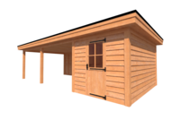 Tuinhuis met veranda plat dak 250 x 400 + 600cm