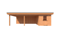 Tuinhuis met veranda plat dak 250 x 400 + 600cm