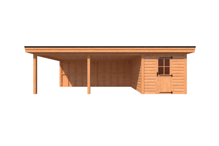 Tuinhuis met veranda plat dak 250 x 400 + 600cm