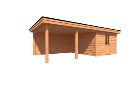 Tuinhuis met veranda plat dak 350 x 400 + 450cm Tuinhuis met veranda plat dak 350 x 400 + 450cm