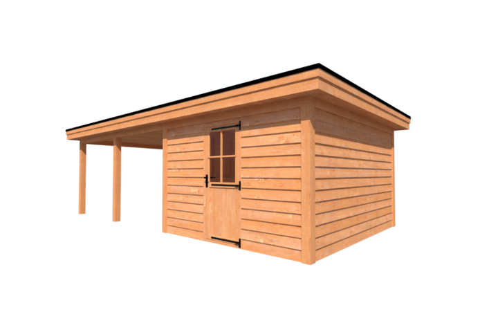 Tuinhuis met veranda plat dak 350 x 400 + 450cm Tuinhuis met veranda plat dak 350 x 400 + 450cm