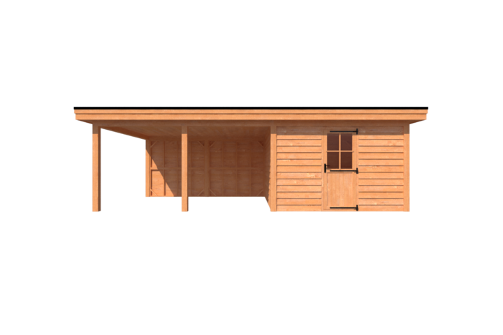Tuinhuis met veranda plat dak 350 x 400 + 450cm Tuinhuis met veranda plat dak 350 x 400 + 450cm