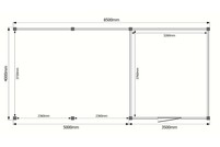 Tuinhuis met veranda plat dak 350 x 400 + 500cm