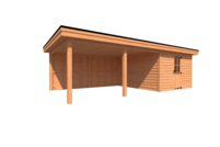 Tuinhuis met veranda plat dak 350 x 400 + 500cm