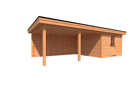 Tuinhuis met veranda plat dak 350 x 400 + 500cm Tuinhuis met veranda plat dak 350 x 400 + 500cm