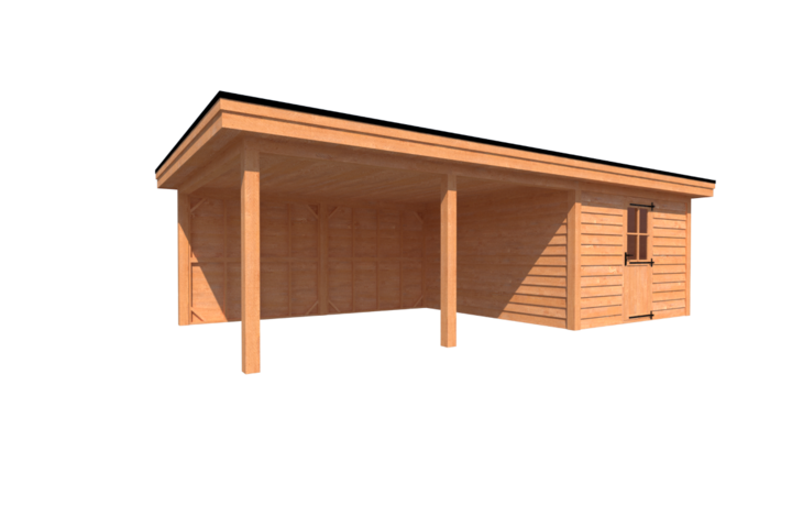 Tuinhuis met veranda plat dak 350 x 400 + 500cm