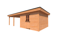 Tuinhuis met veranda plat dak 350 x 400 + 500cm