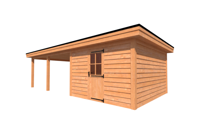 Tuinhuis met veranda plat dak 350 x 400 + 500cm