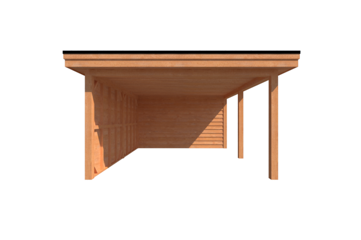 Tuinhuis met veranda plat dak 350 x 400 + 500cm