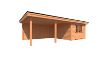 Tuinhuis met veranda plat dak 350 x 400 + 500cm