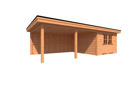 Tuinhuis met veranda plat dak 350 x 400 + 500cm Tuinhuis met veranda plat dak 350 x 400 + 500cm