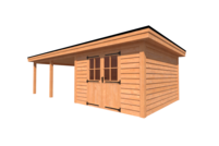 Tuinhuis met veranda plat dak 350 x 400 + 500cm