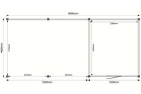 Tuinhuis met veranda plat dak 350 x 400 + 550cm Tuinhuis met veranda plat dak 350 x 400 + 550cm