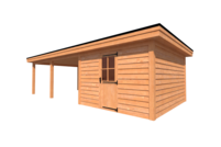 Tuinhuis met veranda plat dak 350 x 400 + 550cm Tuinhuis met veranda plat dak 350 x 400 + 550cm