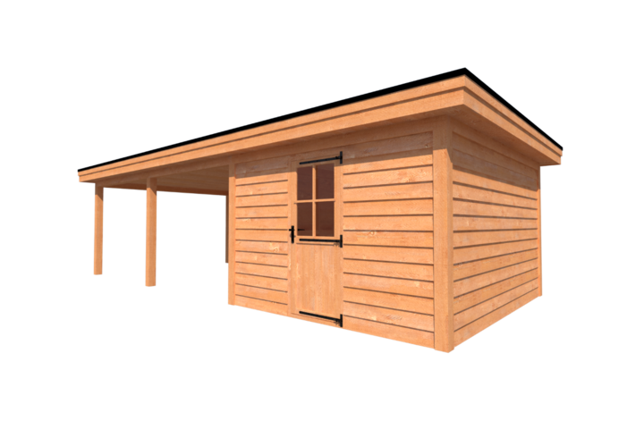 Tuinhuis met veranda plat dak 350 x 400 + 550cm Tuinhuis met veranda plat dak 350 x 400 + 550cm