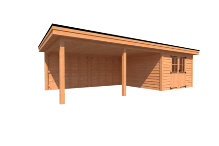 Tuinhuis met veranda plat dak 350 x 400 + 550cm Tuinhuis met veranda plat dak 350 x 400 + 550cm