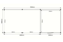 Tuinhuis met veranda plat dak 350 x 400 + 600cm